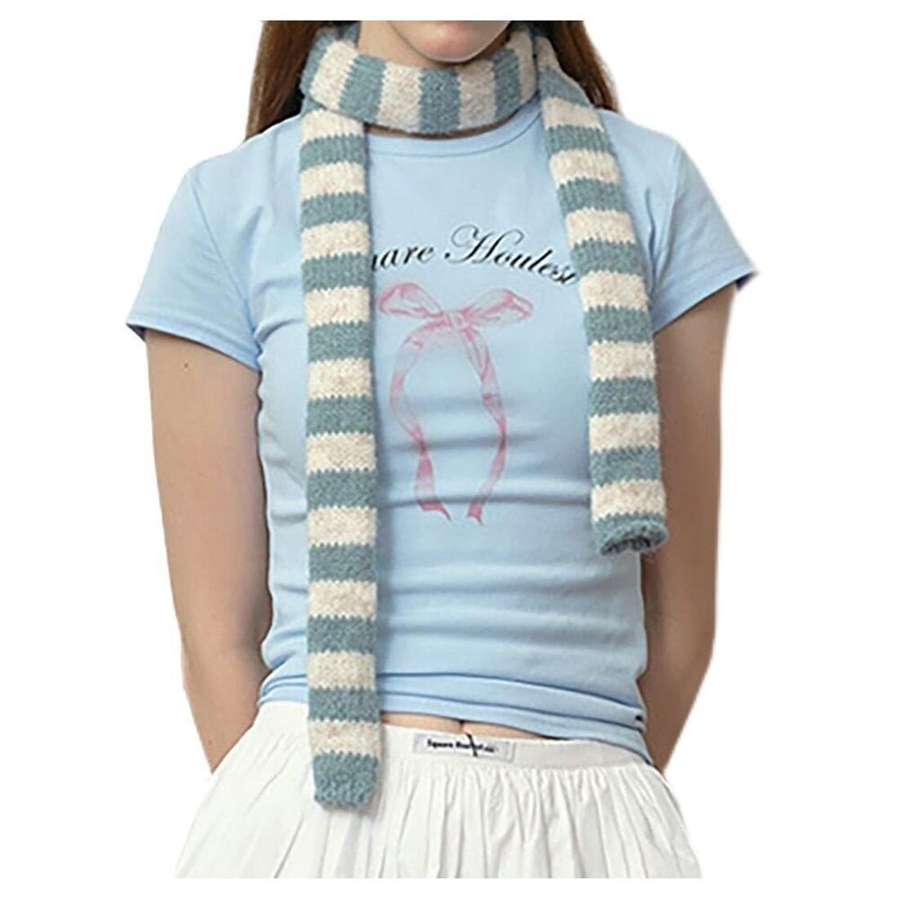 7118 Cute Stripe Scarf For Women Skinny Y2k Neckerchief Fashion